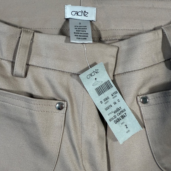 Vintage Cache Pants Womens Size 2 Beige Capri Y2K NWT - Picture 3 of 15